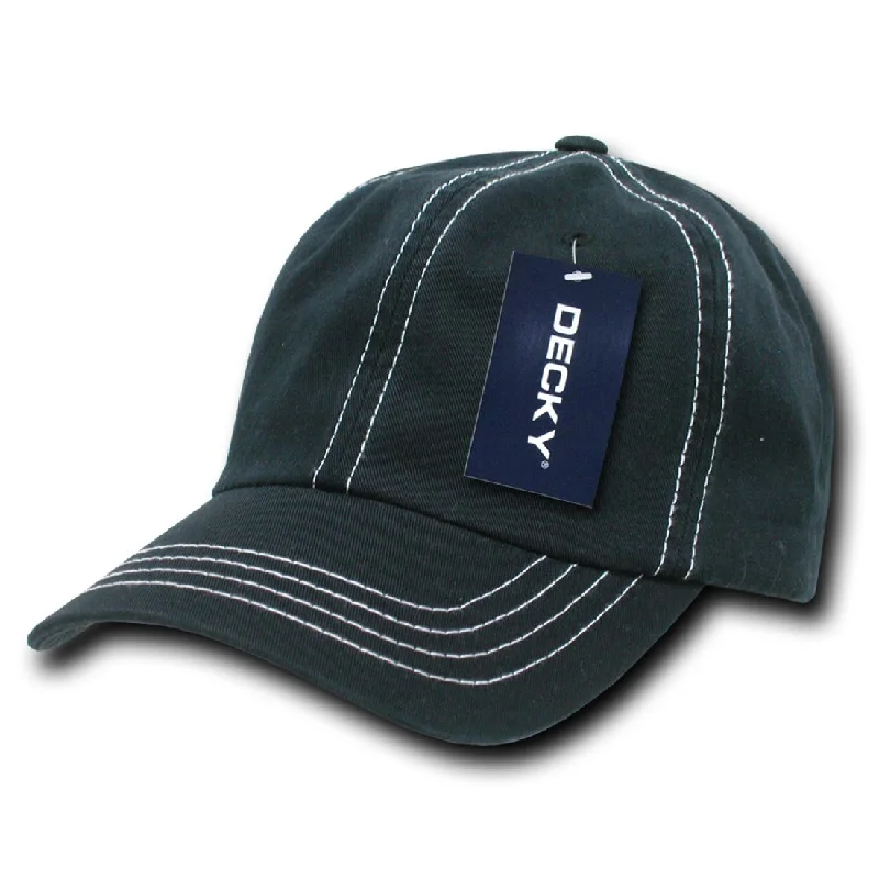 Embroidered sports cap for team pride display -Decky 111 Low Profile Contrast Stitch Polo Dap Hats 6 Panel Washed Cotton Caps