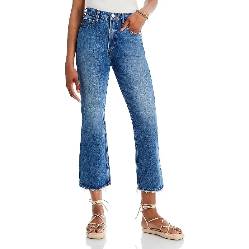 Distressed Jeans for Edgy Style -FRAME Womens High Rise Cropped Bootcut Jeans