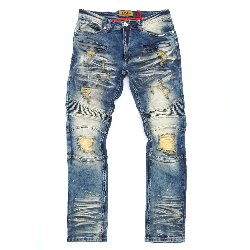 Dark Wash Jeans for Elegance -M1924 Makobi Daytona Biker Jeans - Dirt