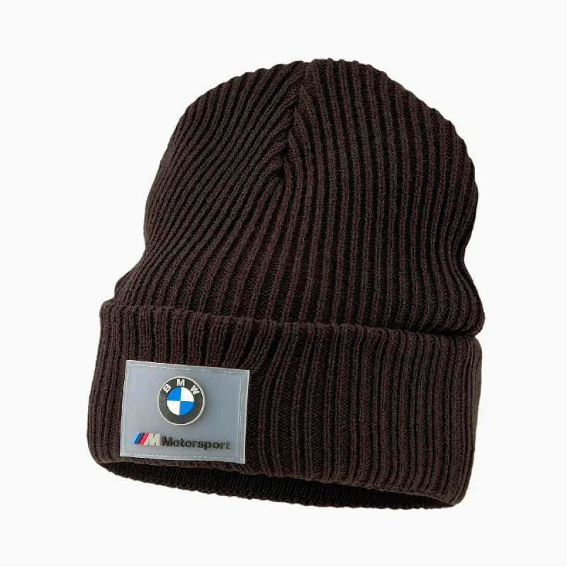 Neon graphic cap for eye-catching night runs -BMW Motorsports Puma Beanie- Black