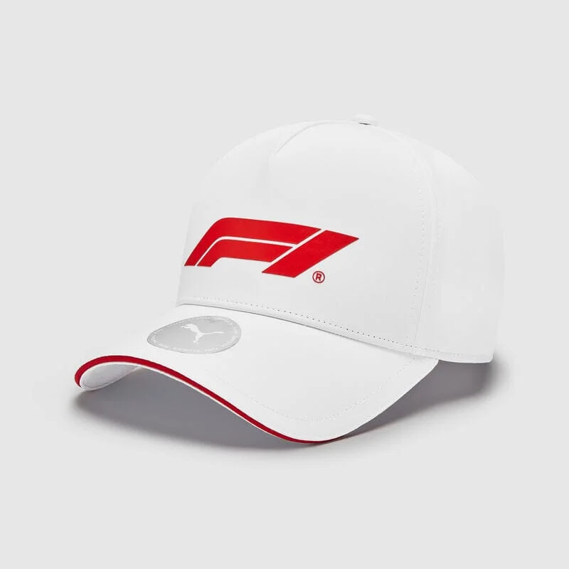 Denim cap with faded wash texture -Formula 1 Tech Collection F1 Puma Large Logo Baseball Hat- Black/White/Red