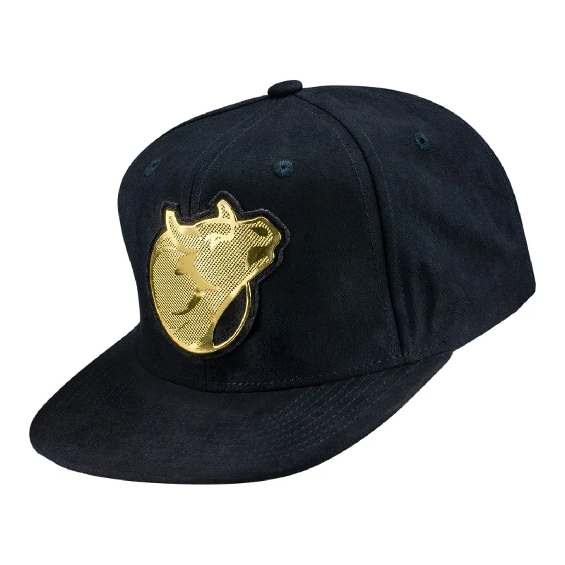 Black mesh cap for breathable summer wear -PBR x Mitchell & Ness Gold Bull Head Hat