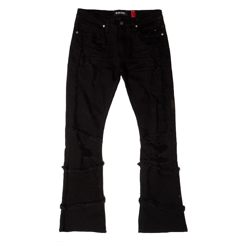 Bootcut Jeans for Flattering -M1997 Gianos Stacked Jeans- Jet black