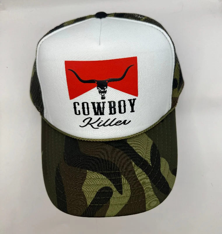 Sports team cap with bold logo front -"Cowboy Killer" Trucker Hat