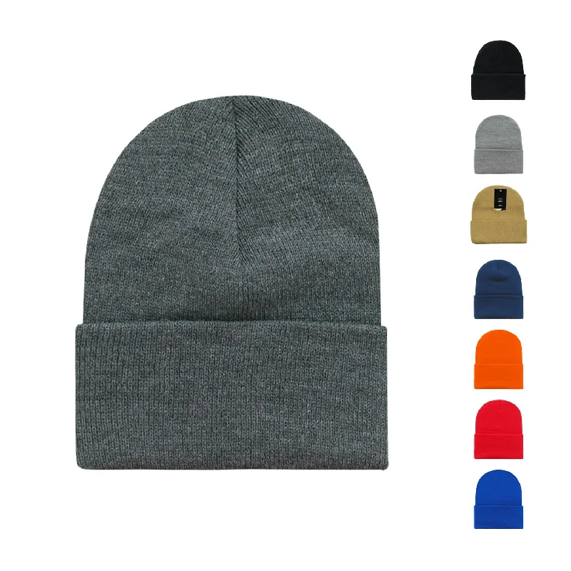 Bright red cap for standout team spirit -Decky 186 Long Knit Cuffed Beanies Ski Skull Winter Warm Hats Caps Blank