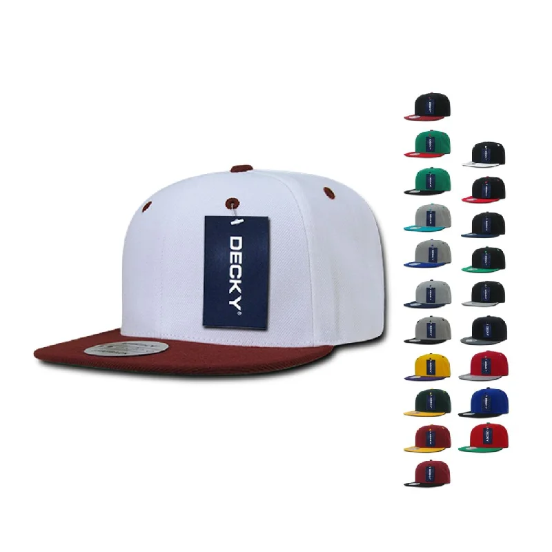 Embroidered name cap for unique personal touch -Decky 351 Two Tone High Profile Snapback Hats 6 Panel Flat Bill Baseball Caps