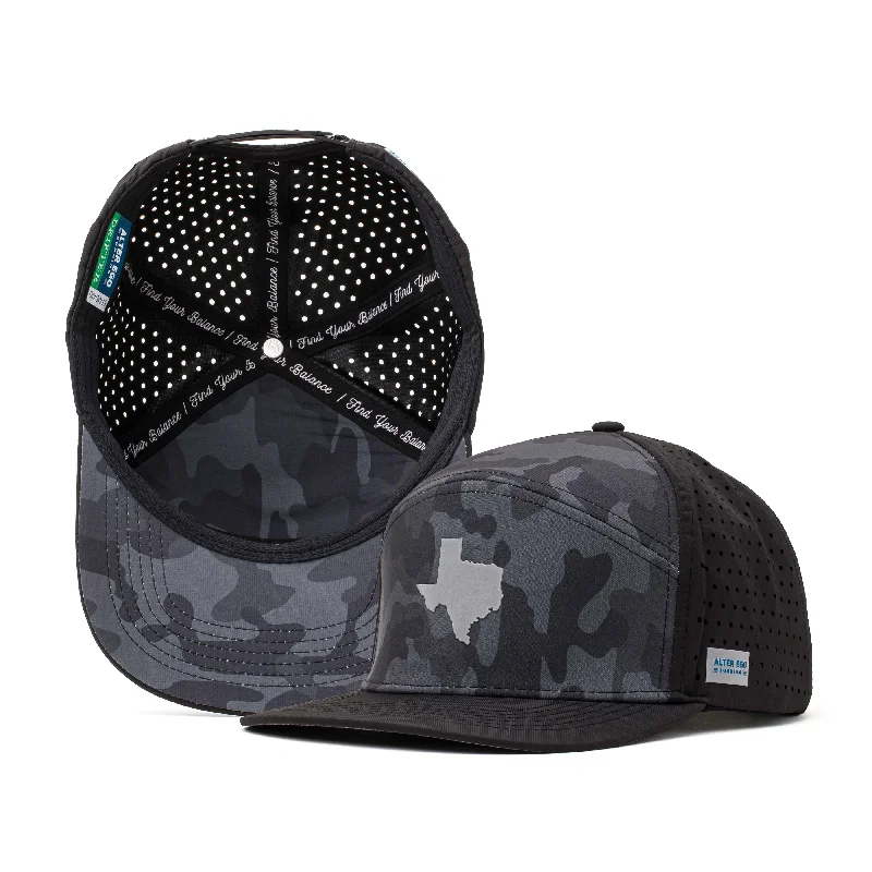 Adjustable strap cap for custom size comfort -Drifter Splash Dark Camo Texas