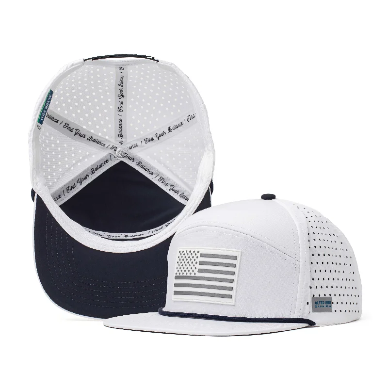 Black snapback cap for sharp modern looks -Drifter Splash White Silver Flag