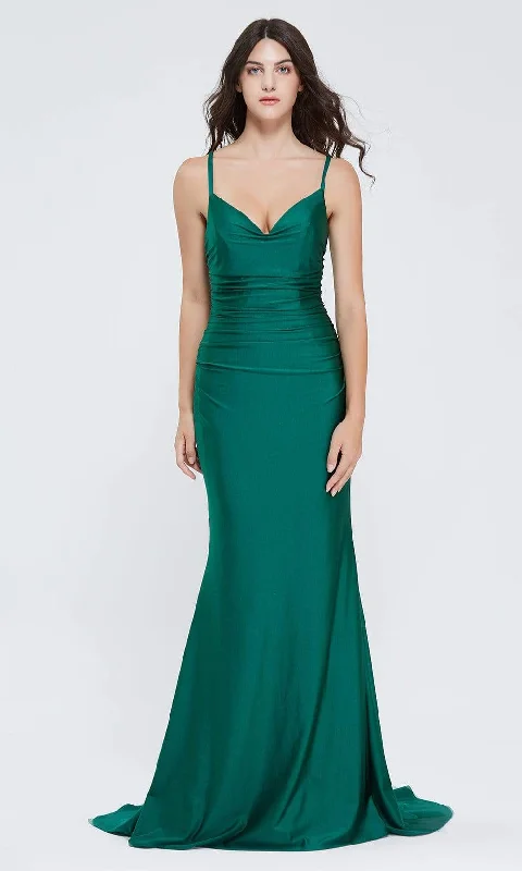 Plus size dresses featuring earthy tones are grounding -J'Adore Dresses - J20015 Plunging V-Neck Trumpet Dress