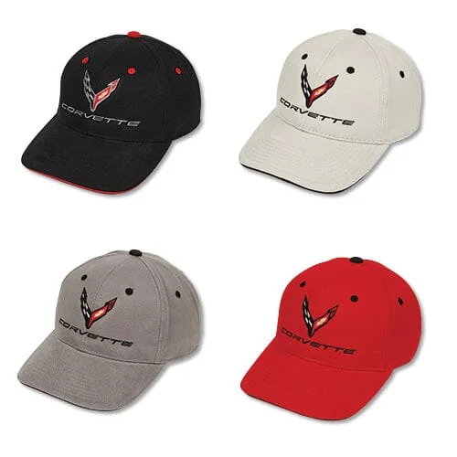 Retro striped cap for vintage sporty vibes -Corvette Structured Contrast Baseball Hat -Black/Light Grey/Dark Grey/Red