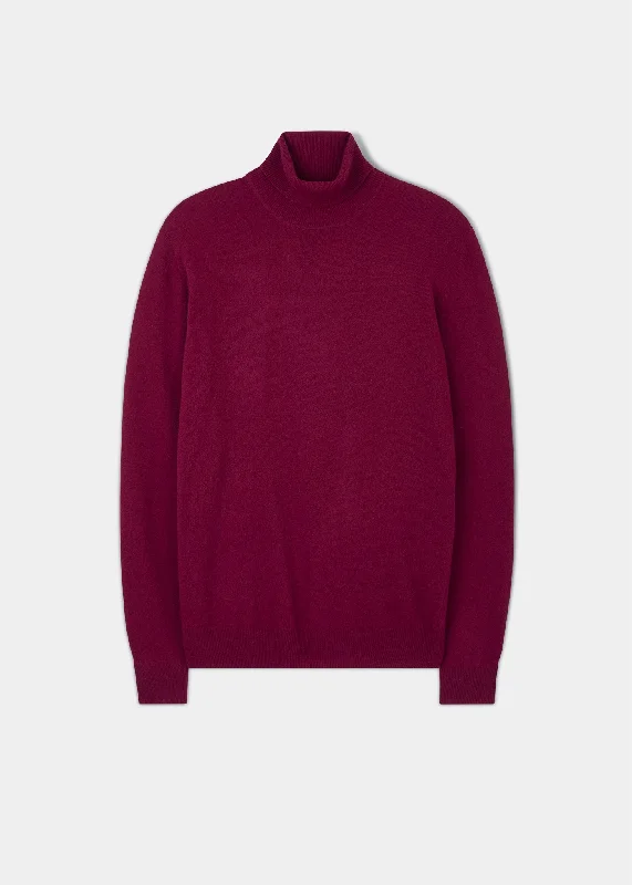 Classic cap with simple logo embroidery -Bunbury Geelong Wool Roll Neck Jumper in Claret - Regular Fit