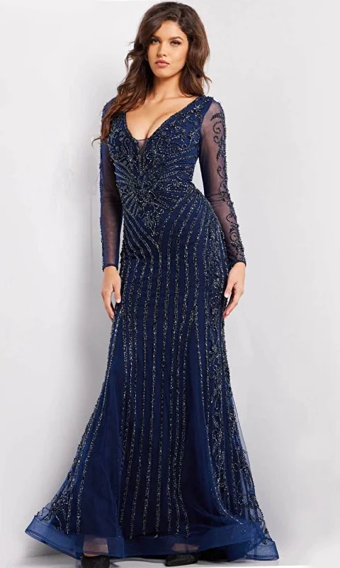 Plus size dresses featuring satin finishes feel smooth -Jovani 24236 - Bead Embellished Evening Gown