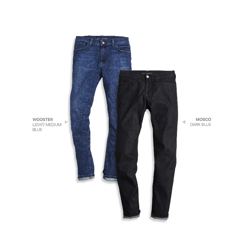 Dark Wash Jeans for Elegance -Straight Wooster Light/Medium Blue and Mosco Dark Blue 2-Pack Jeans