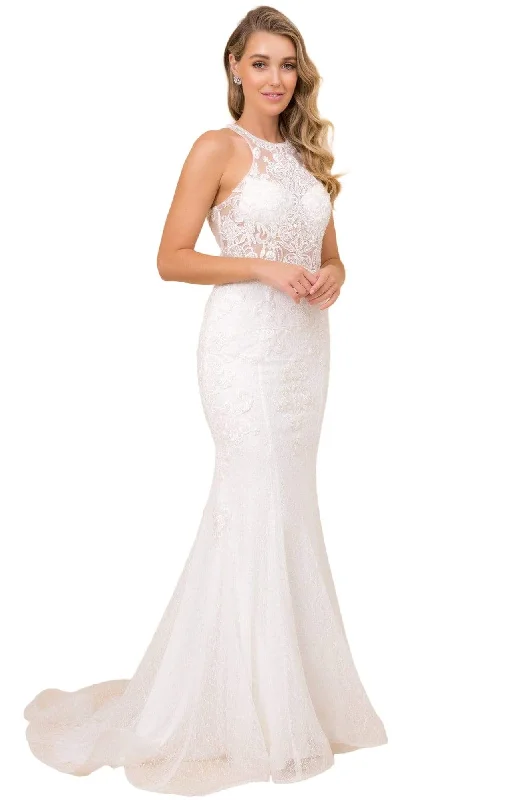 Plus size dresses with scoop necklines feel classic -Nox Anabel - W901 Lace Illusion Trumpet Dress