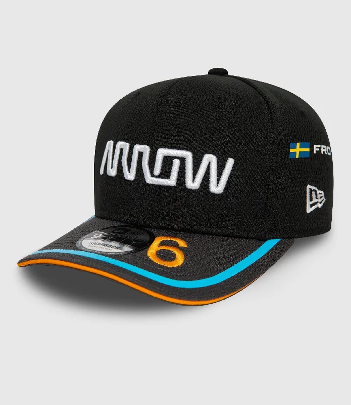 Embroidered cap with custom team initials -McLaren Racing Indy Car Felix Rosenqvist New Era 9Fifty Hat - Black