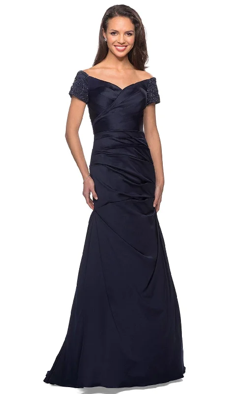 La Femme 25996 - Embellished Pleated Long Dress