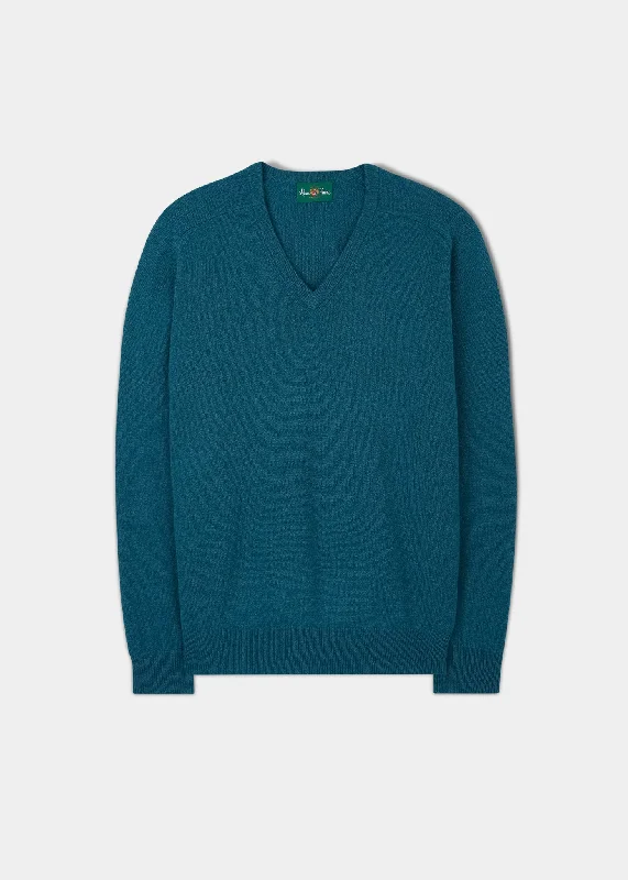 Soft cotton cap with breathable mesh back -Hampshire Lambswool Jumper in Grecian Sea - Classic Fit