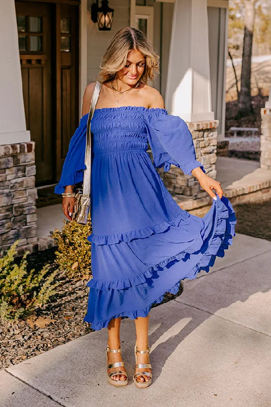 Plus size dresses with classic designs never fade -Toes In The Sand Smocked Midi In Royal Blue