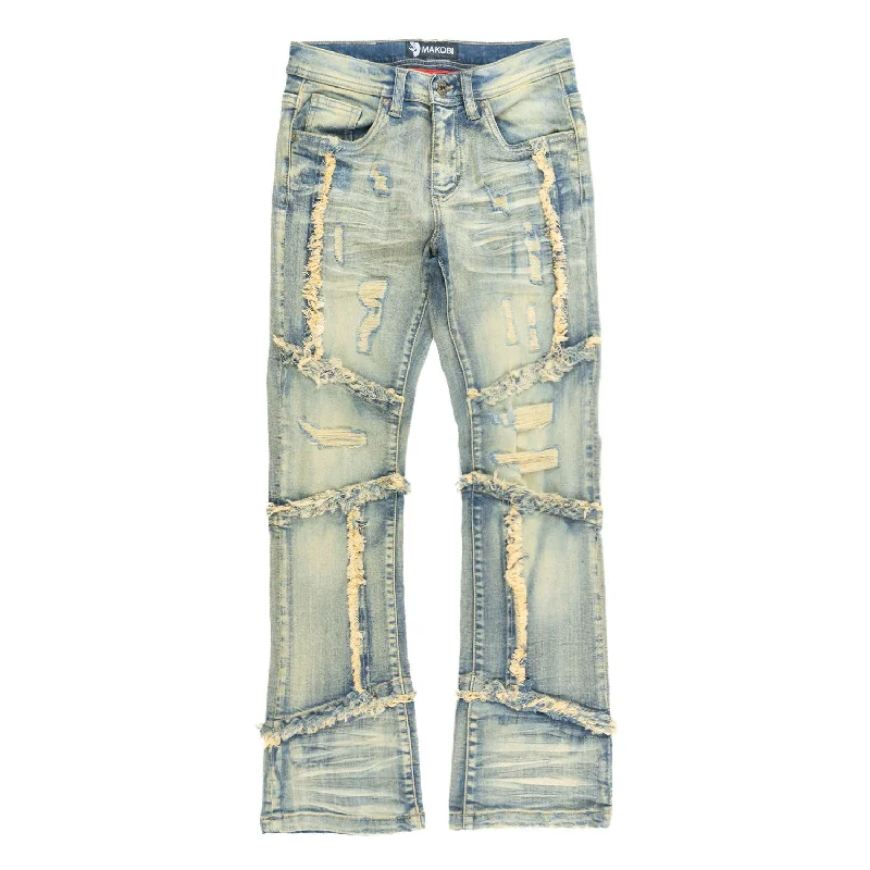 Travel Jeans for On-the-go -B1997 Gianno KIDS Stacked Jeans - Dirt