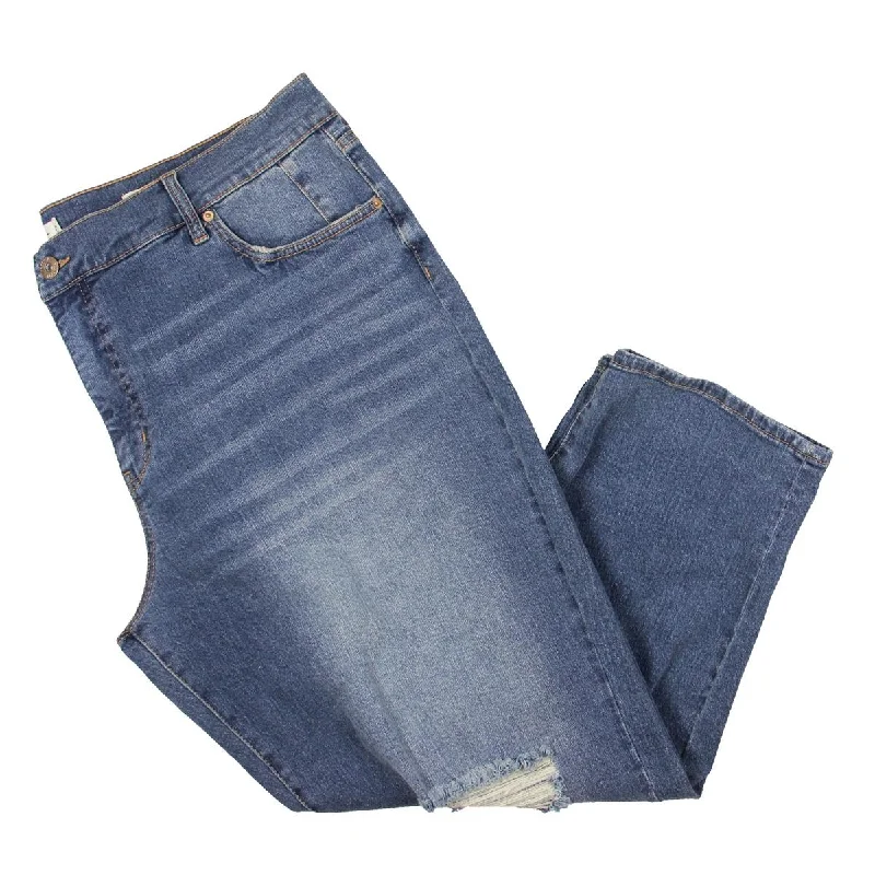 Mini Shorts Jeans for Youthful -Jessica Simpson Womens Plus Mika Bestie Denim Destroyed Boyfriend Jeans