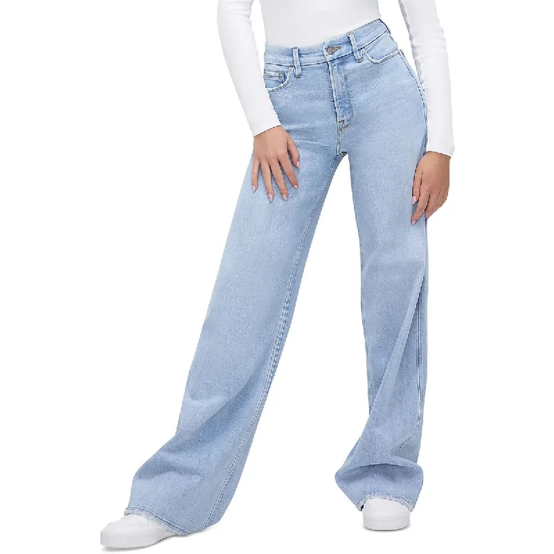 Cycling Jeans for Biking -Good American Womens Plus GOOD SKATE High Rise Denim Wide Leg Jeans