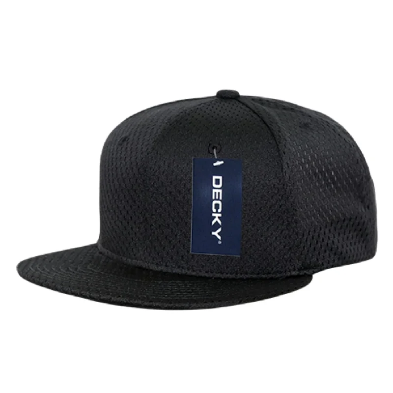 Graphic print cap for artistic expression -Decky 1128 High Profile Mesh Jersey Snapback Hats 6 Panel Flat Bill Caps