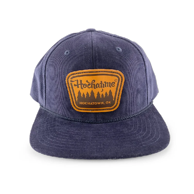 Sports team cap with bold logo front -Hochatime Flatbill Corduroy Trucker