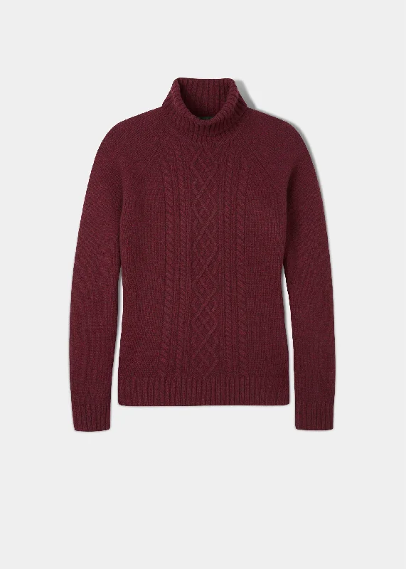 Bright red cap for standout team spirit -Brightmere Ladies Roll Neck Jumper In Bordeaux