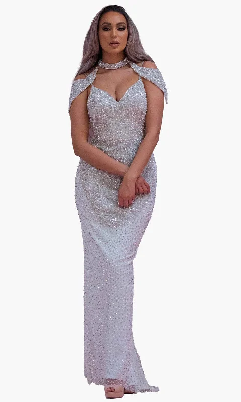 Plus size dresses with empire waists cinch nicely -Chic and Holland BR1986 - High Neck Fitted Bridal Dress