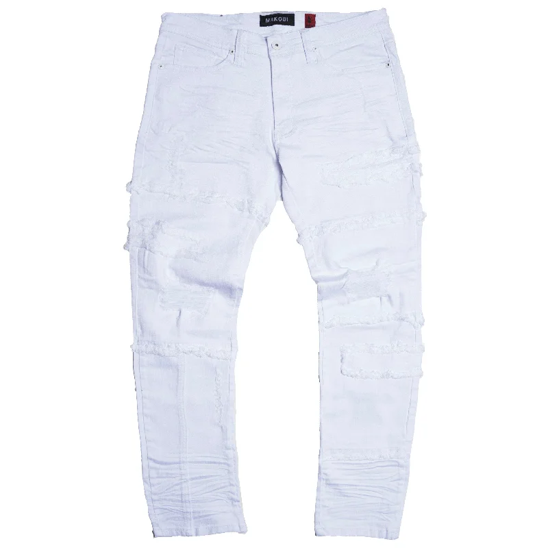 Distressed Jeans for Edgy Style -M1912 Bergamo Fray Jeans - White