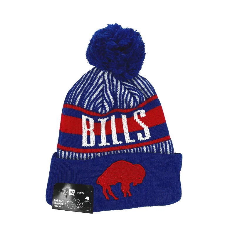 Casual denim cap for laid-back vibes -Youth New Era Bills With Standing Buffalo Striped Knit Hat