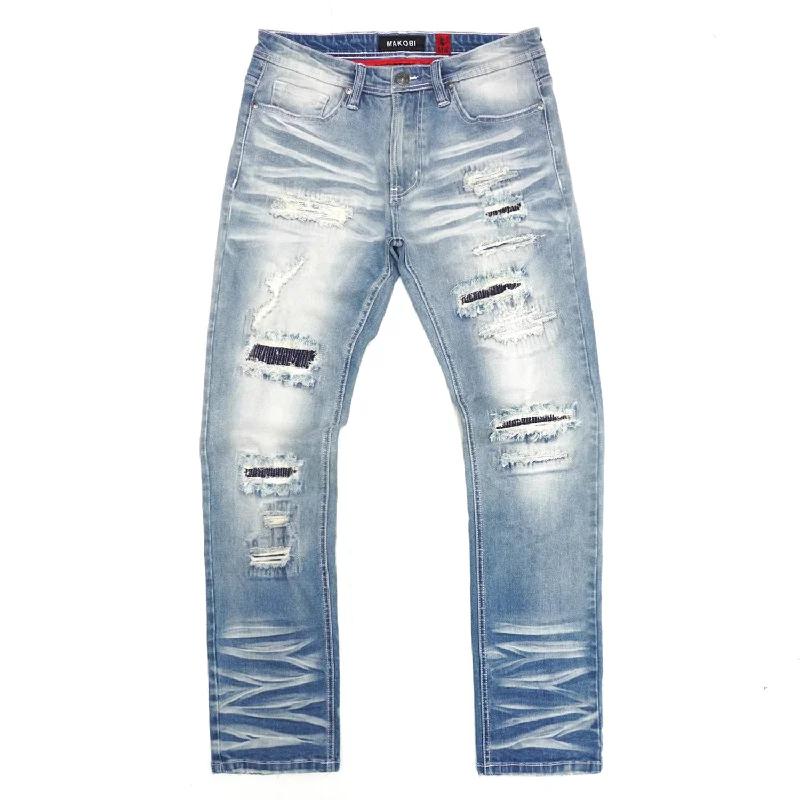 Denim Jeans for Durability -M1903 Montego Jeans w/ Underlay - Light Wash