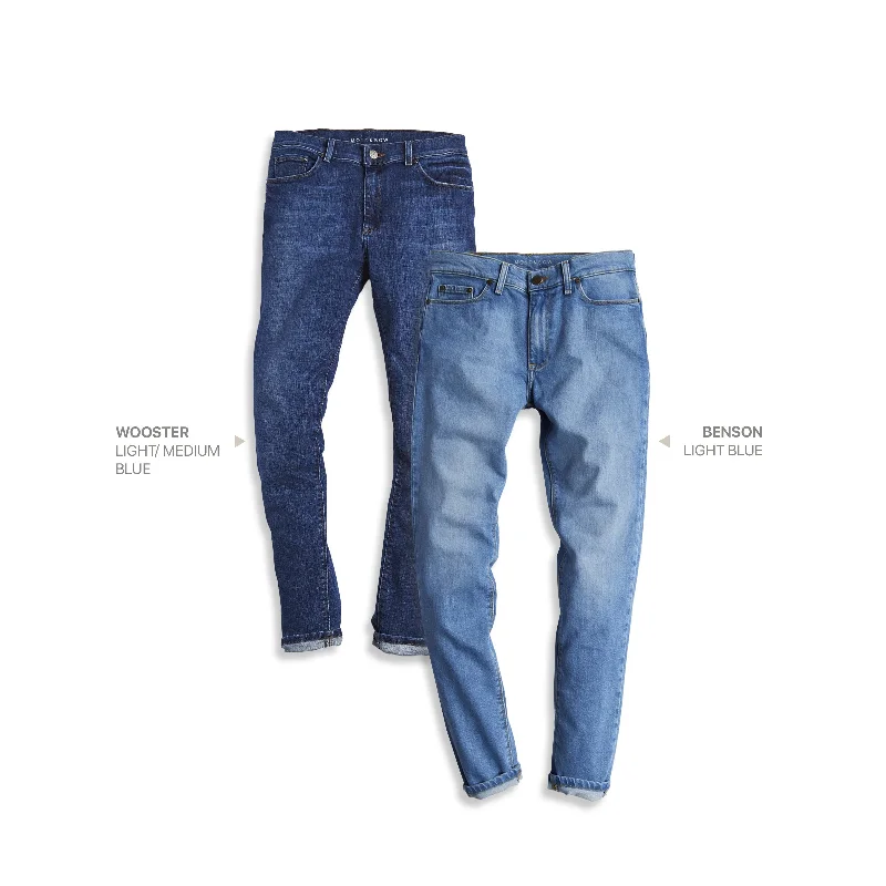 Shorts Jeans for Hot Days -Slim Wooster Light/Medium Blue and Benson Light Blue 2-Pack Jeans