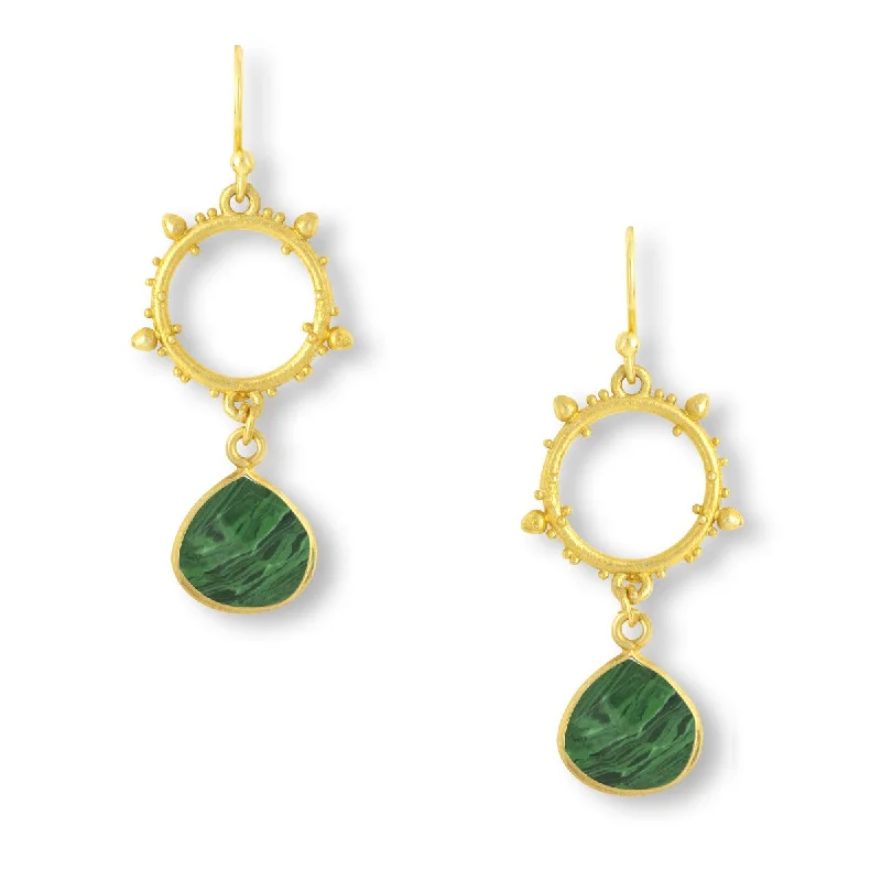 Hoop earrings with floral motifs for a feminine and nature-inspired look-Allegra Malachite Earrings