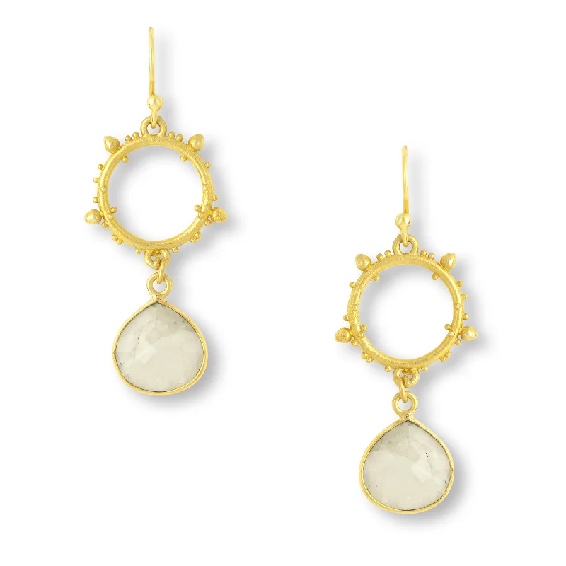 Hoop earrings with abstract wirework for an artistic, unique look-Allegra Moonstone Earrings