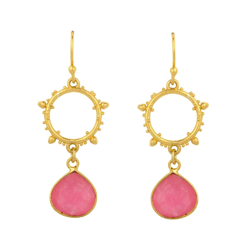 Hoop earrings with gold accents for a warm, elegant statement piece-Allegra Pink Jade Earrings