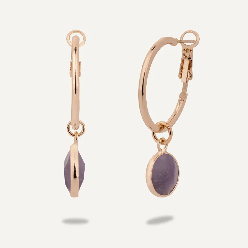 Hoop earrings with a chunky design for a bold and trendy statement-Amethyst Circular Lever Earrings In Gold-Tone