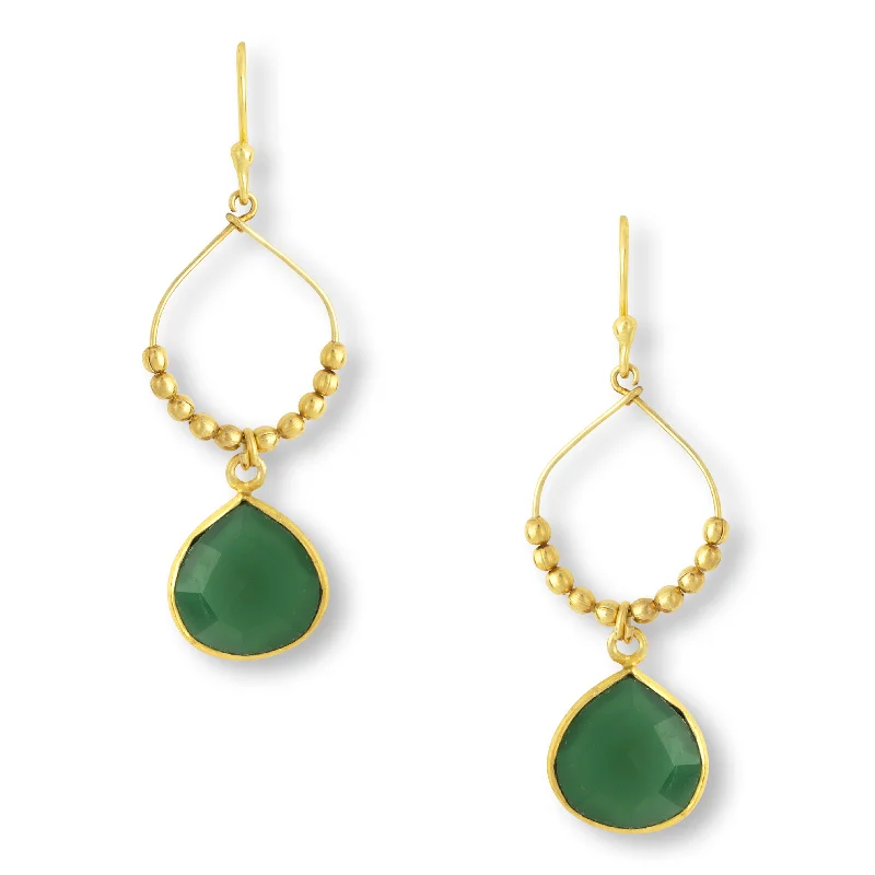 Hoop earrings with open designs for a modern, lighthearted vibe-Bay Reef Dark Green Onyx Earrings