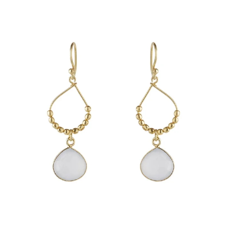 Hoop earrings with textured finishes for a vintage and classic style-Bay Reef White Chalcedony Earrings