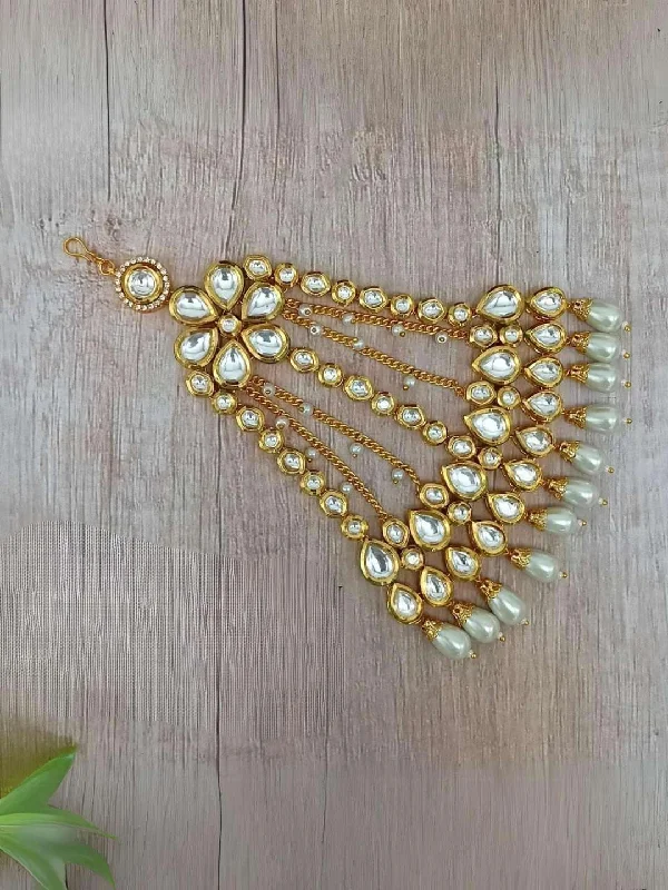 Best hoop earrings with vintage coins for a retro, antique-inspired style-Bridal Strings Of Kundan Passa