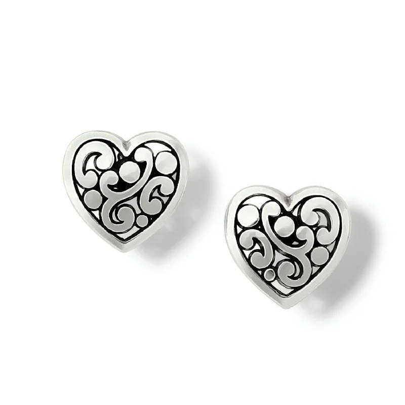 Hoop earrings with enamel stripes for a colorful and eye-catching design-Contempo Heart Post Earring