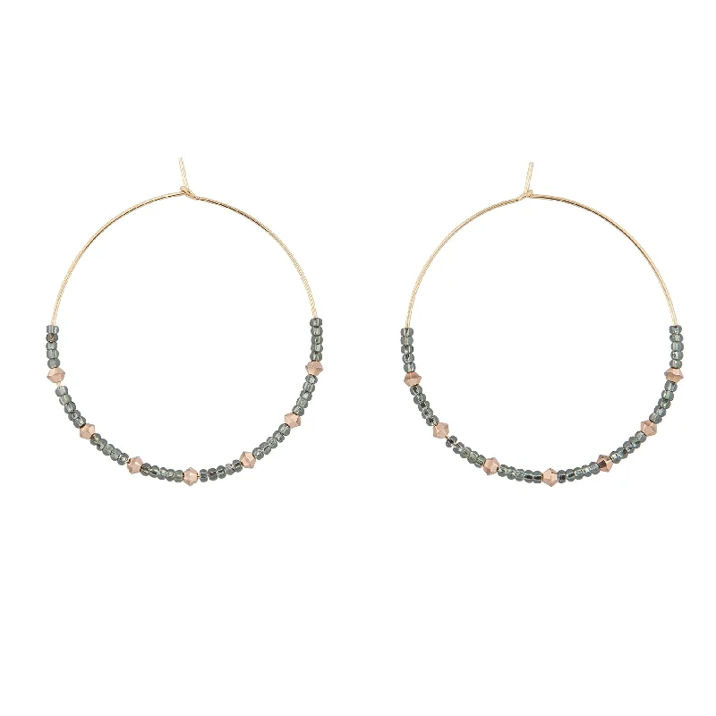 Best hoop earrings with tribal designs for a cultural and exotic aesthetic-Large Crystal Hoops - SHINY GRAPHITE