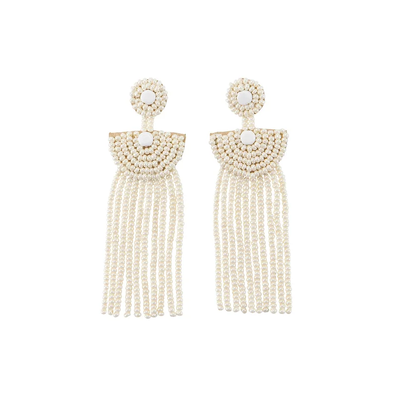 Best hoop earrings with geometric cuts for a sharp, modern appeal-Small Kifungo Tassel Earrings - PEARL