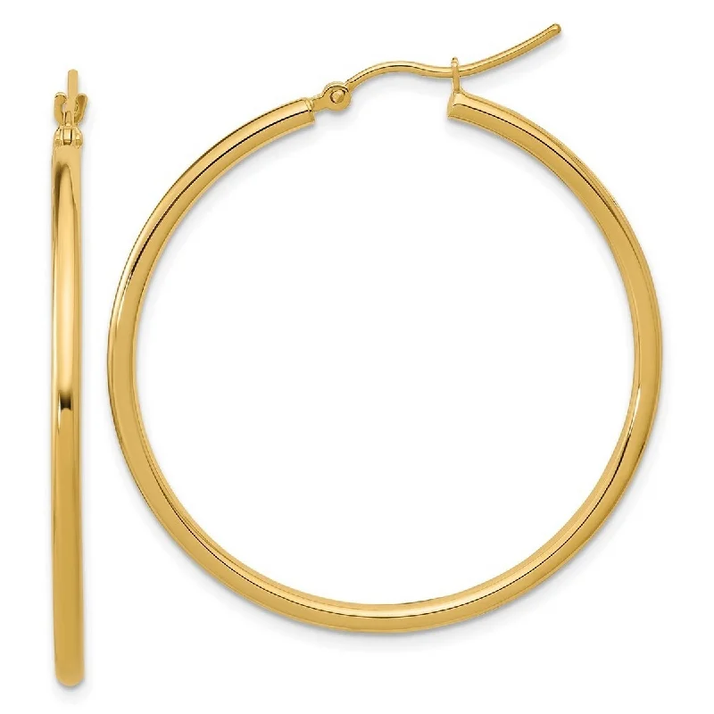 Best hoop earrings with delicate chain details for a trendy and stylish design-Curata 10k Yellow Gold Polished 2x40mm Classic Hoop Earrings