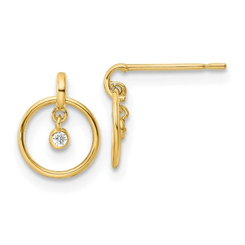 Best hoop earrings with blackened metal for an edgy and bold appearance-Curata 14k Gold Madi K CZ Cubic Zirconia Simulated Diamond Dangle Post Earrings Measures 9.78x7.86mm Wide