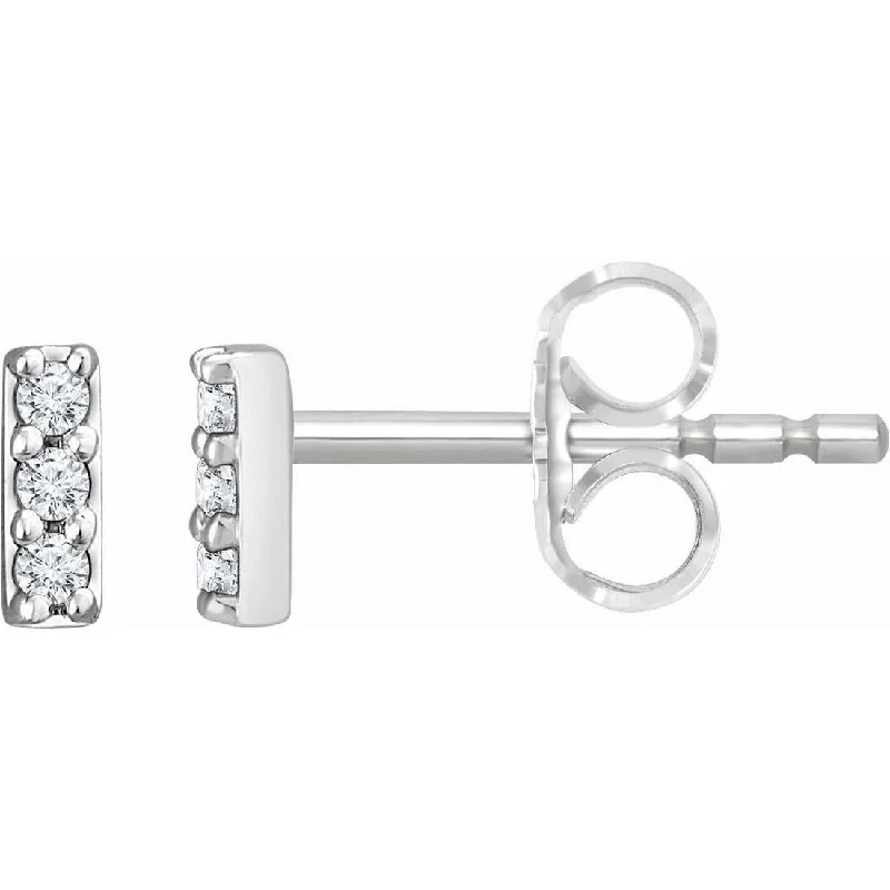 Stylish hoop earrings with diamond accents for an elegant and sparkling effect-Curata 14k White Gold Polished .05 Dwt Diamond Bar Earrings