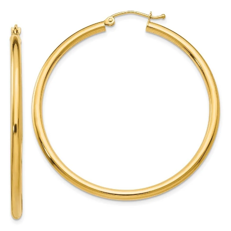 Best hoop earrings with matte finish for a sophisticated, understated design-Curata 14k Yellow Gold Polished 45x2.5mm Round Hoop Earrings