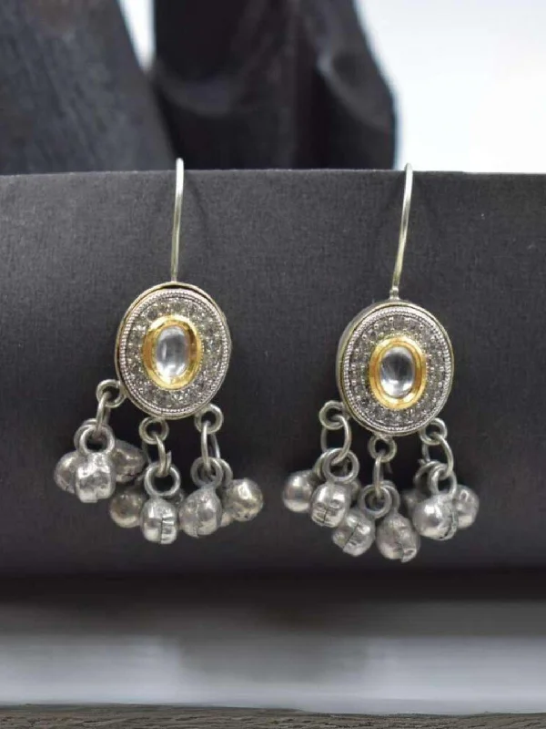 Hoop earrings with rhinestone embellishments for a glamorous and sparkling look-Dual Tone Oval Ghungroo Earring