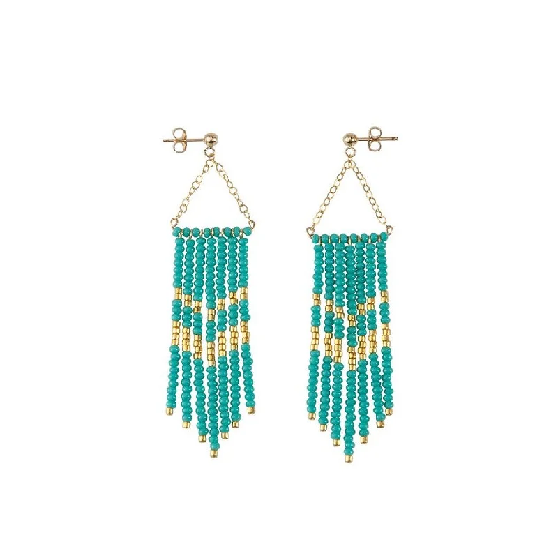 Medium hoop earrings for an everyday look with the perfect balance of style-Small Porcupine Earrings - TURQUOISE/GOLD