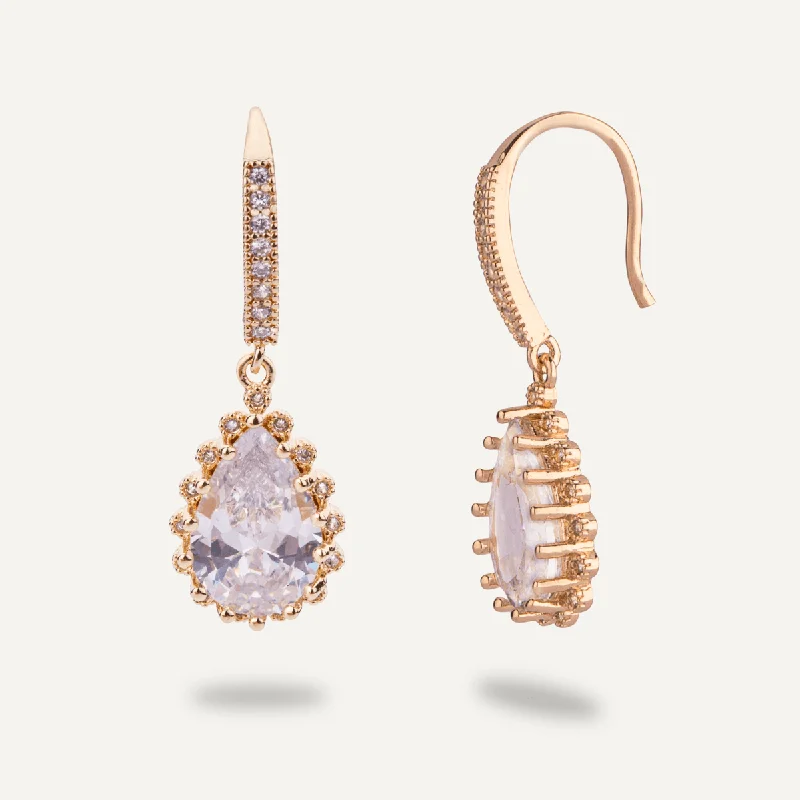 Best hoop earrings with crescent-shaped designs for a bold, moon-inspired style-Elizabeth Classic Cubic Zirconia Post Earrings In Gold-Tone